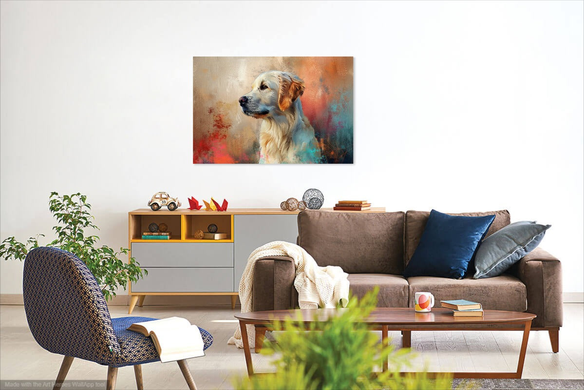 Kolorowy Portret Golden Retrievera – Obraz na Ścianę
