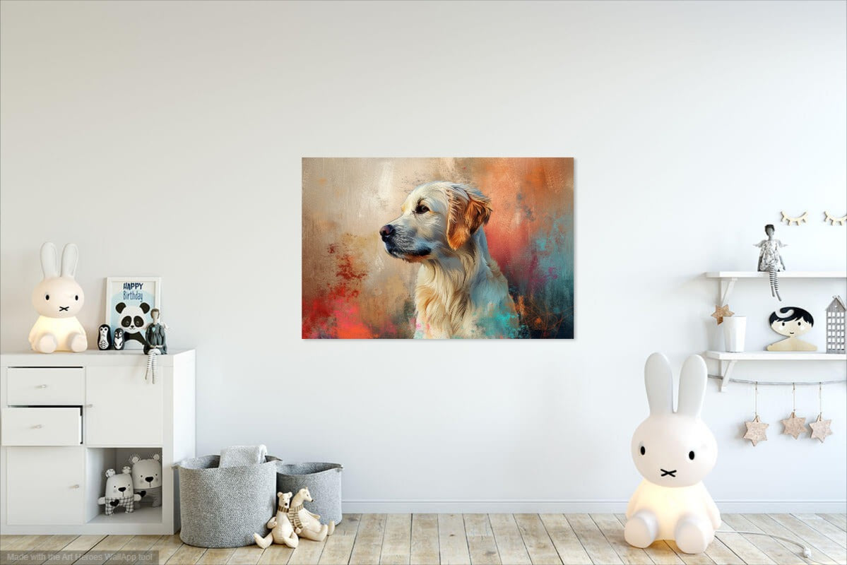 Kolorowy Portret Golden Retrievera – Obraz na Ścianę