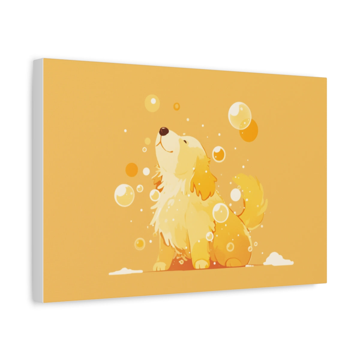 Golden W Bańkach – Pastelowy Obraz Do Pokoju Dziecka