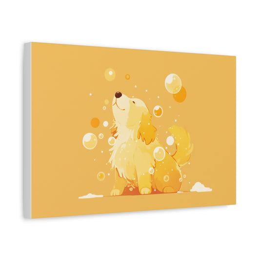 Golden W Bańkach – Pastelowy Obraz Do Pokoju Dziecka