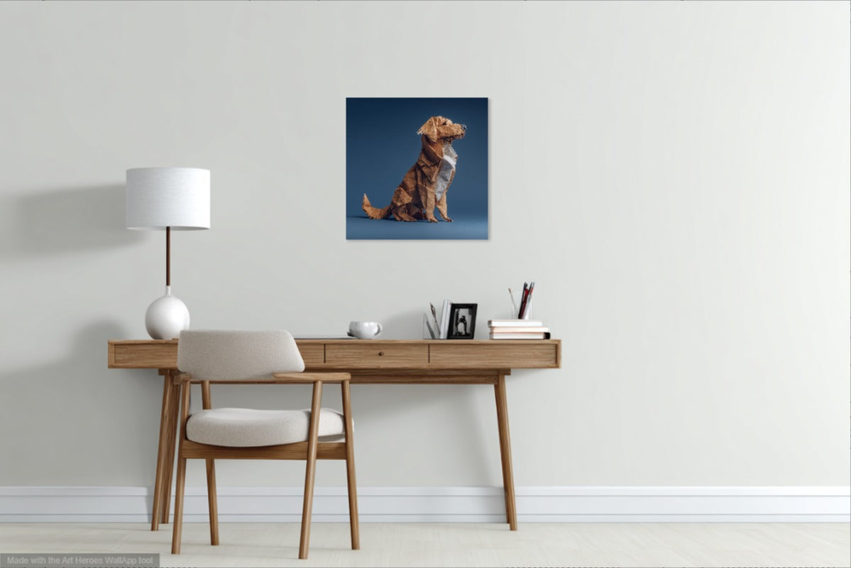Origami Golden Retriever – Artystyczny Obraz na Ścianę