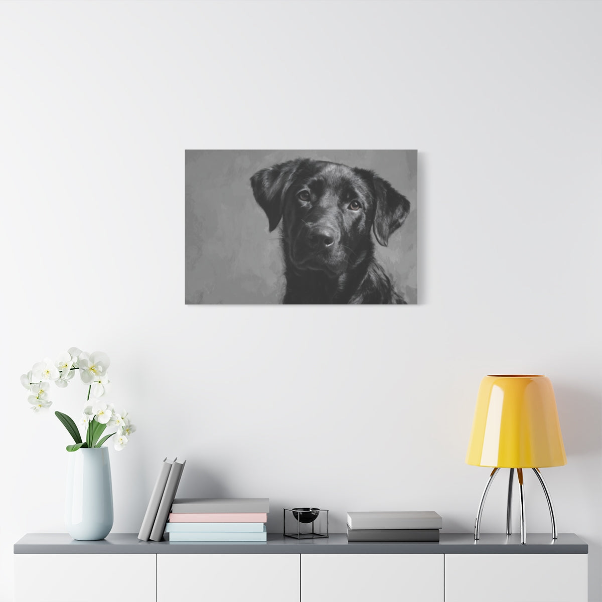 Grafitowy Labrador – Stylowy Obraz Labradora w Szarych Barwach