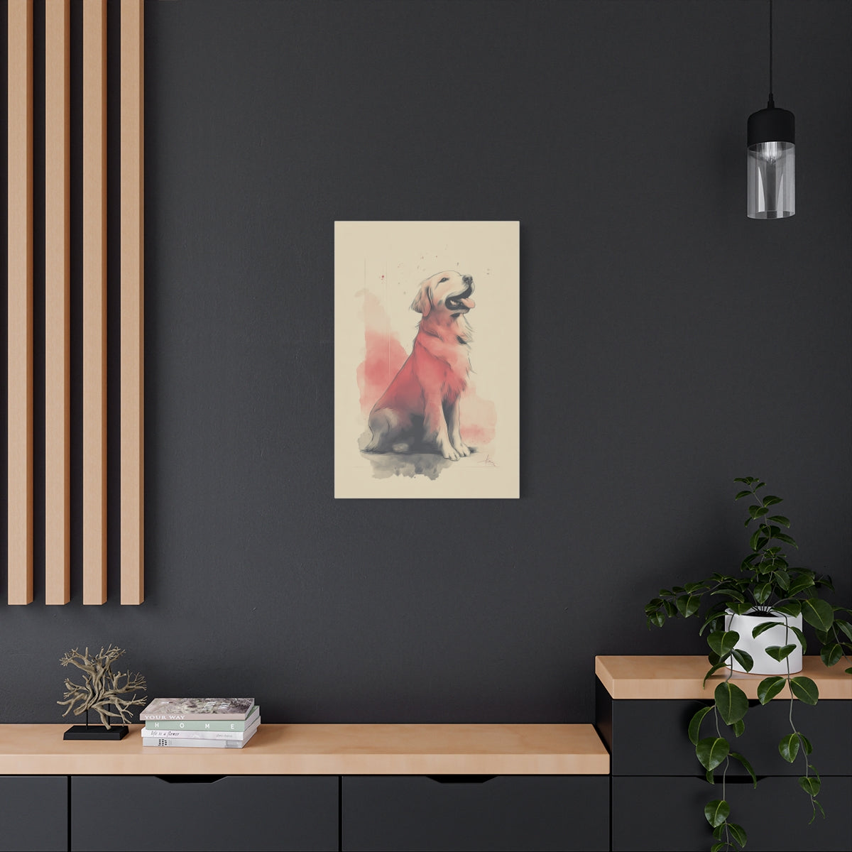 Golden Retriever w Akwareli – Nowoczesny Obraz Ilustracyjny