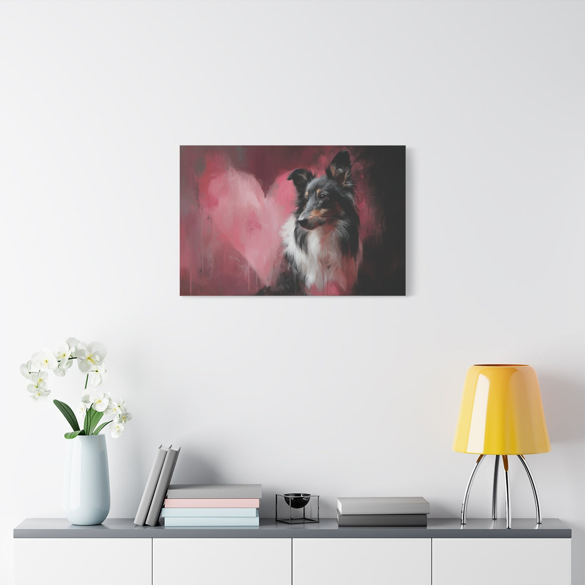 Owczarek Szetlandzki z Sercem – Obraz w Stylu Banksy’ego