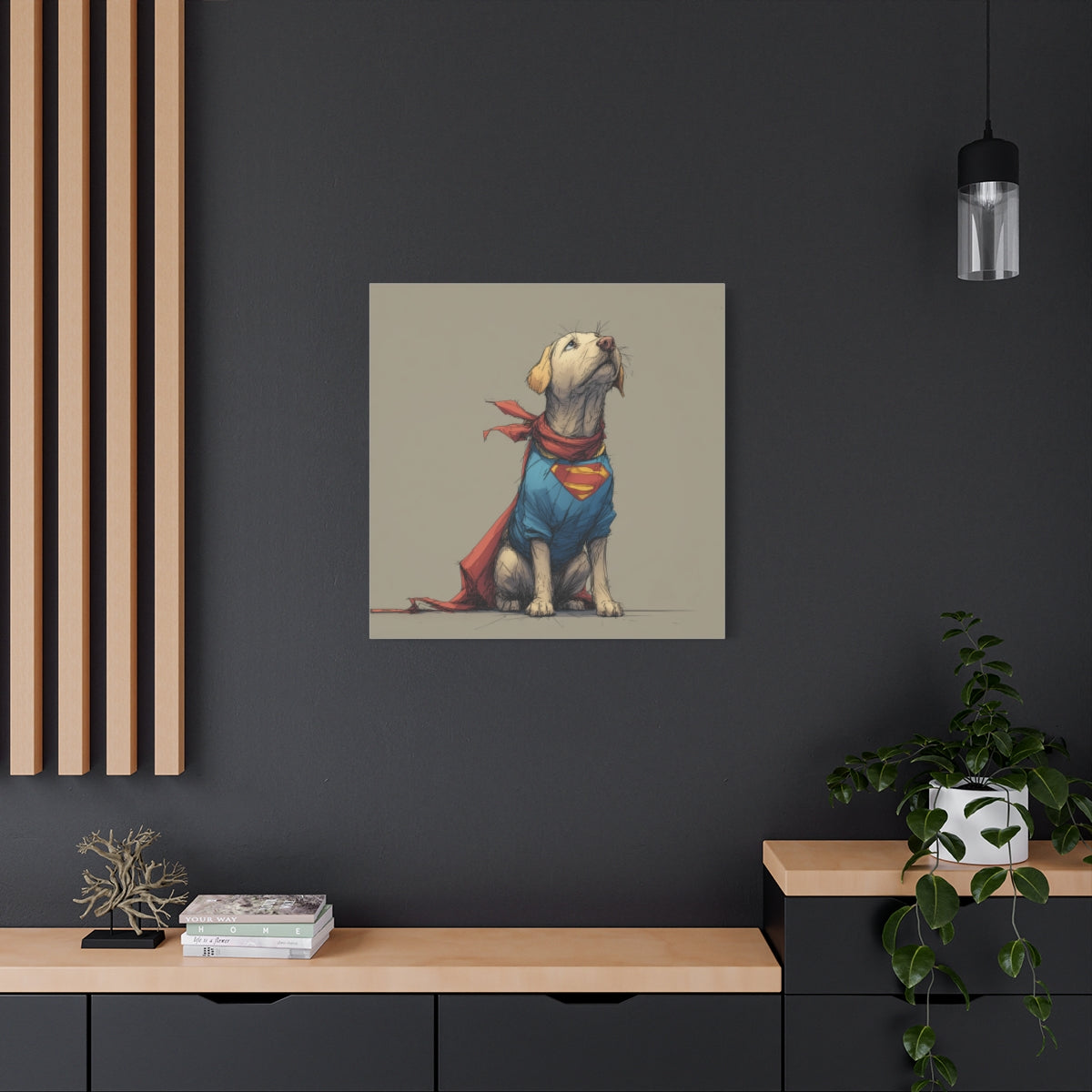 Labrador Jako Superman – Ilustracja Pełna Humoru i Energii