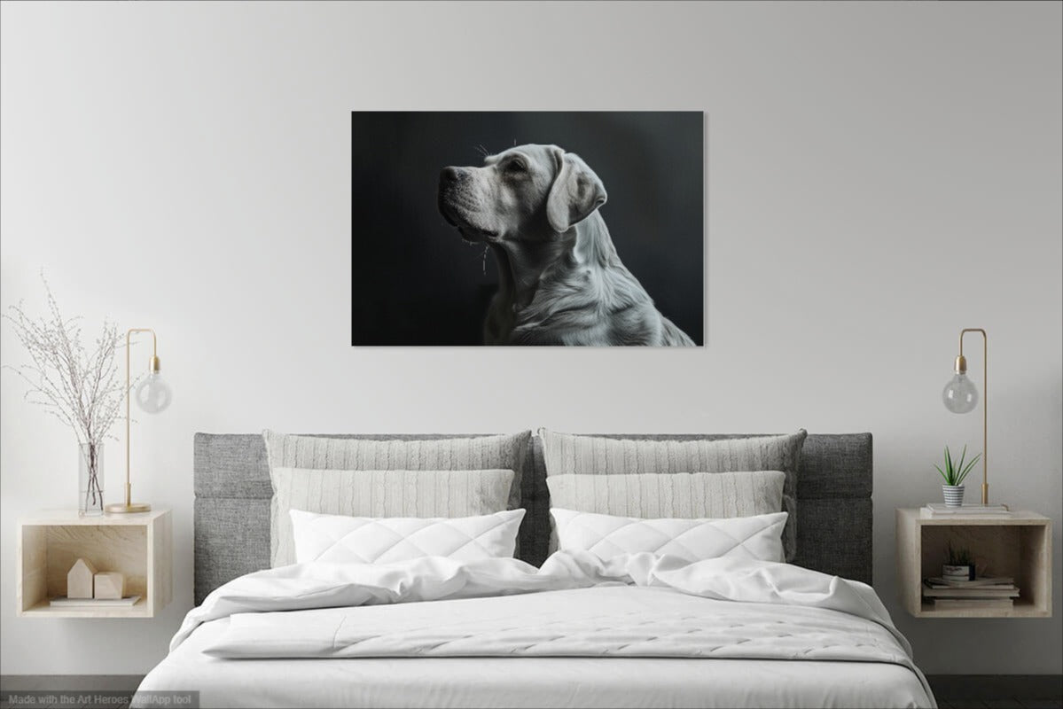 Elegancki Portret Labradora – Minimalistyczna Sztuka w Czarno-Białej Tonacji