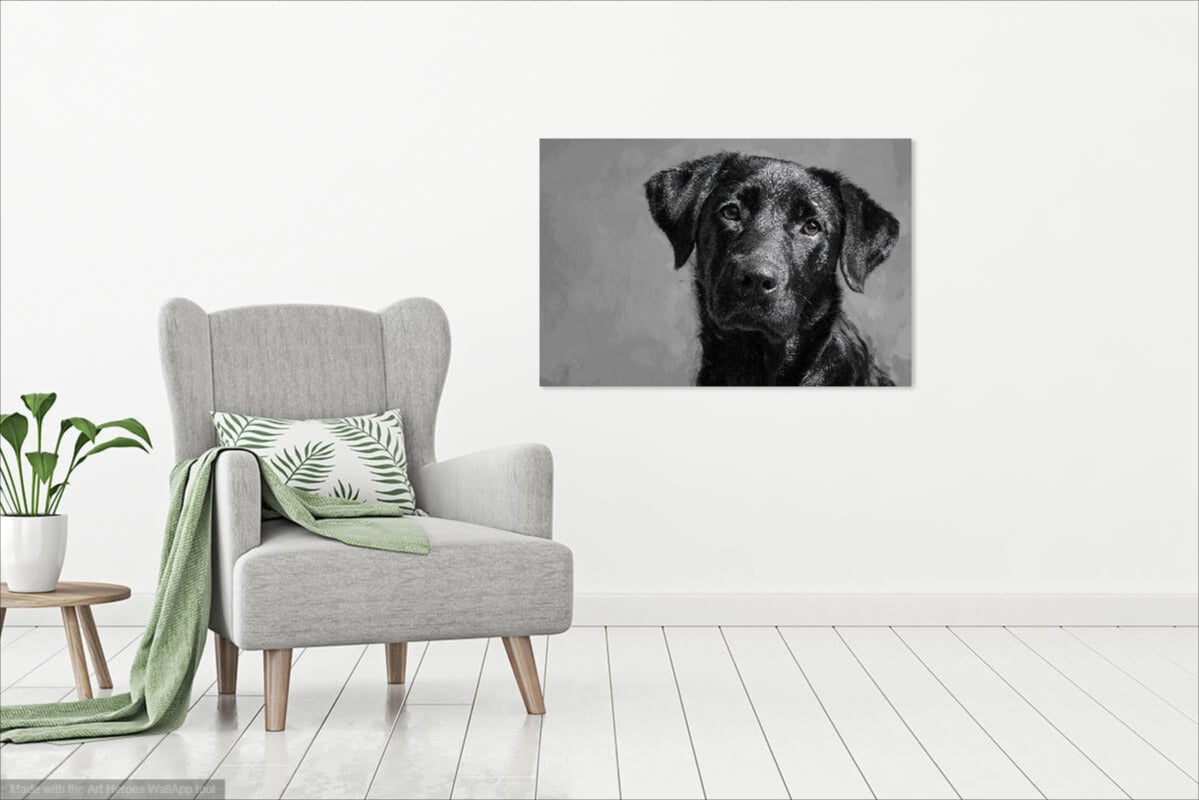 Grafitowy Labrador – Stylowy Obraz Labradora w Szarych Barwach