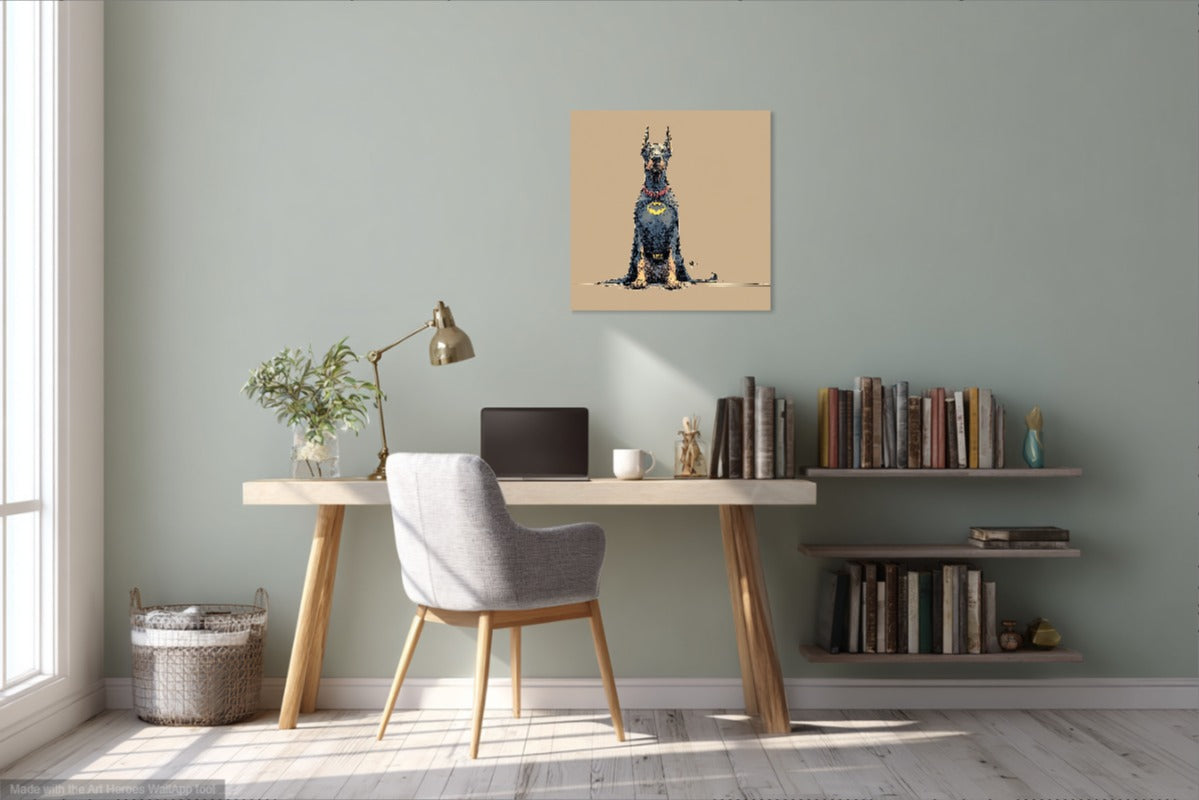 Doberman jako Batman – Obraz Ilustracja Komiksowa