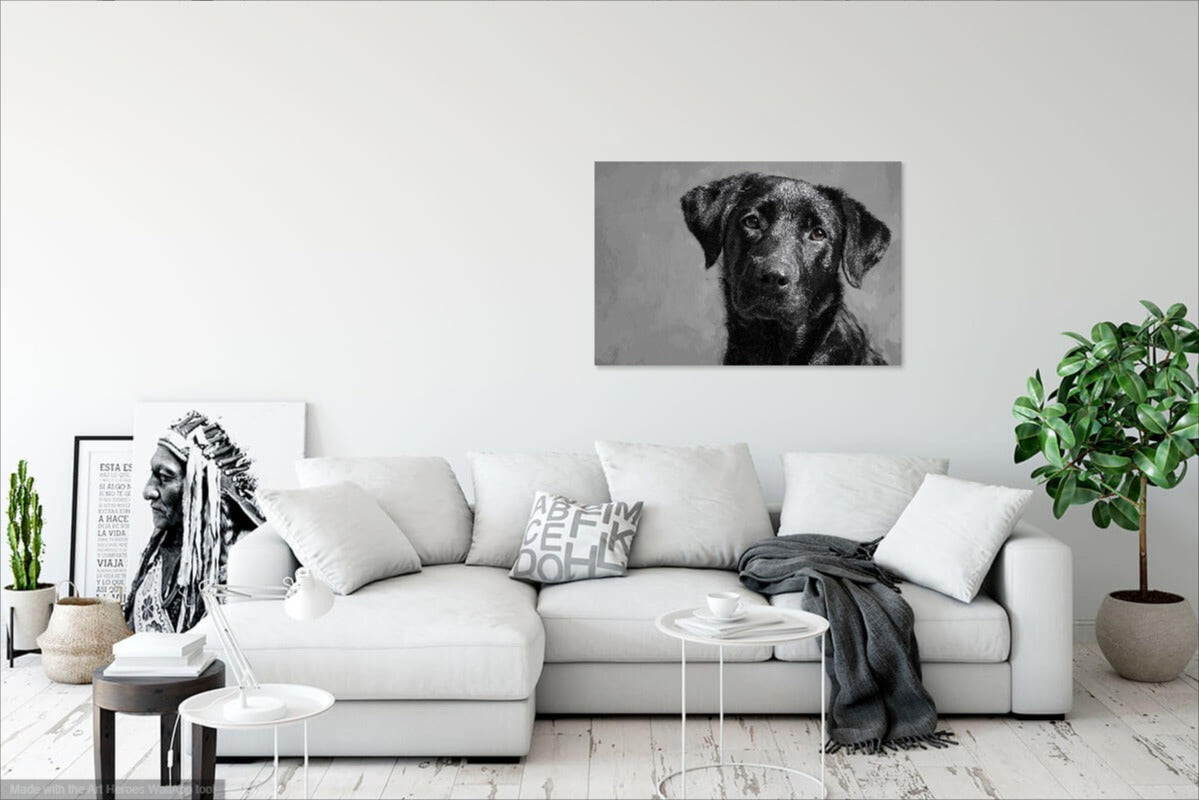 Grafitowy Labrador – Stylowy Obraz Labradora w Szarych Barwach