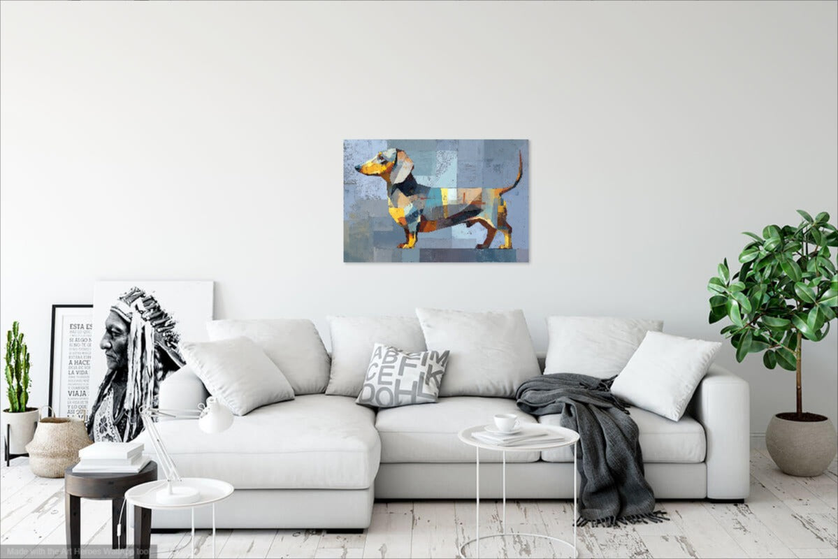 Kubistyczny Jamnik – Abstrakcyjny Obraz Geometryczny