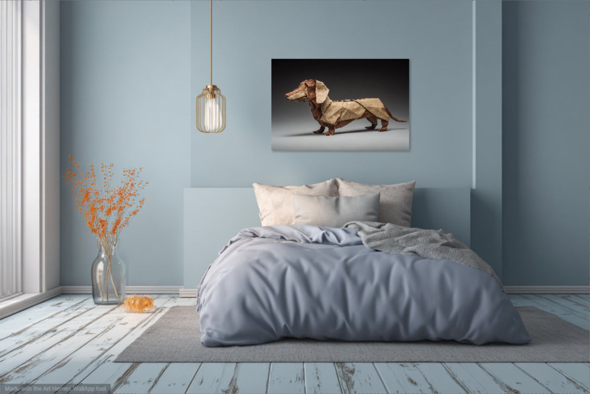 Jamnik Origami – Artystyczna Ilustracja Psa w Stylu Papierowym