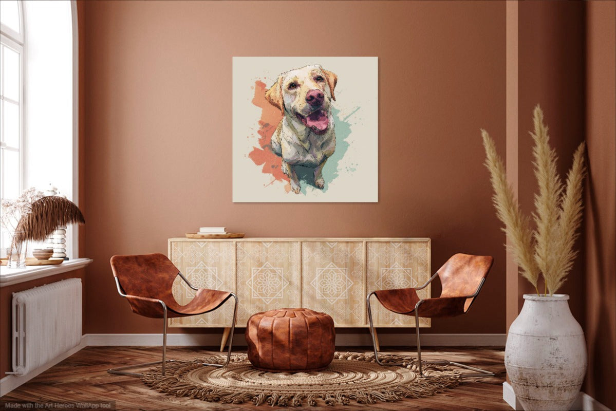 Ilustrowany Labrador w Stylu Boho – Obraz do Pokoju i Salonu
