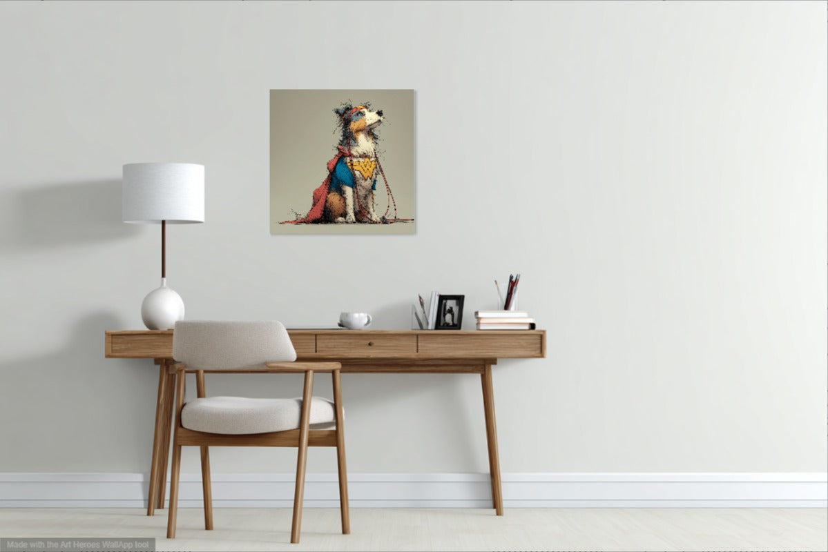 Sheltie Wonder Woman – Obraz Owczarka Szetlandzkiego w Kostiumie