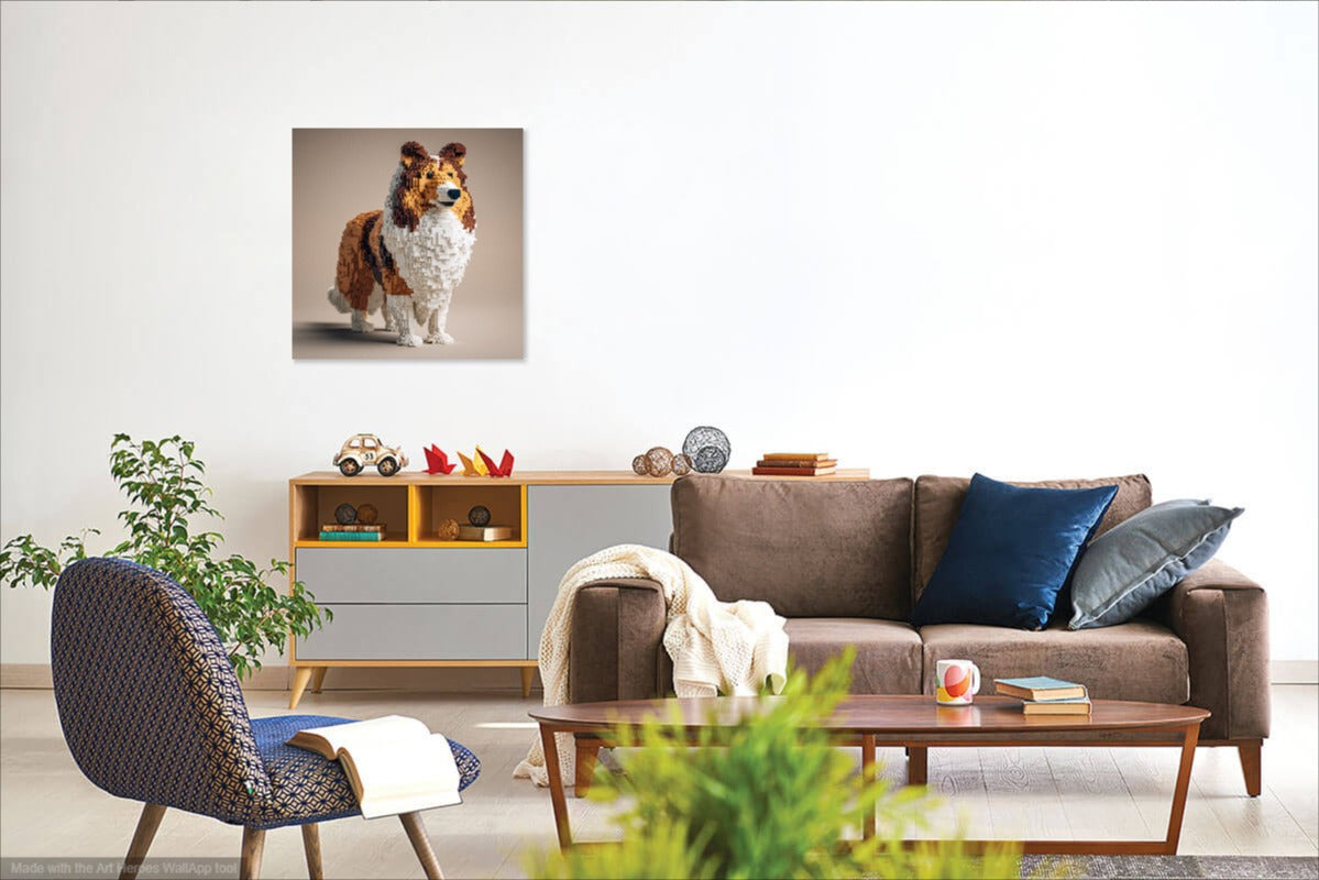 Owczarek Szetlandzki z LEGO – Artystyczny Portret Psa z Klocków