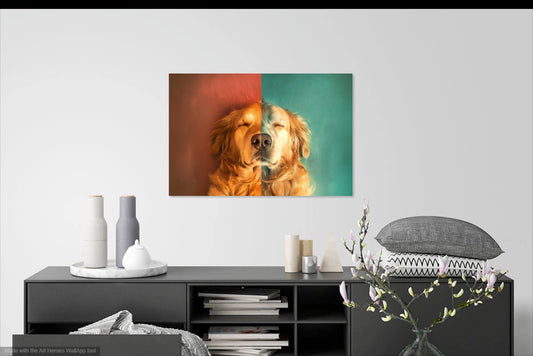 Artystyczny Portret Śpiącego Golden Retrievera - Obraz Na Ścianę