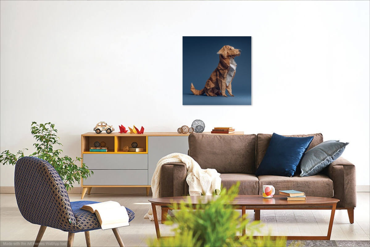 Origami Golden Retriever – Artystyczny Obraz na Ścianę