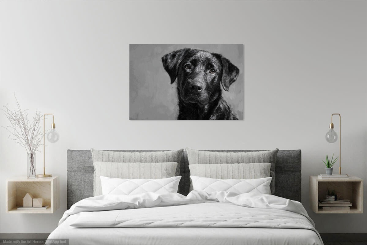 Grafitowy Labrador – Stylowy Obraz Labradora w Szarych Barwach