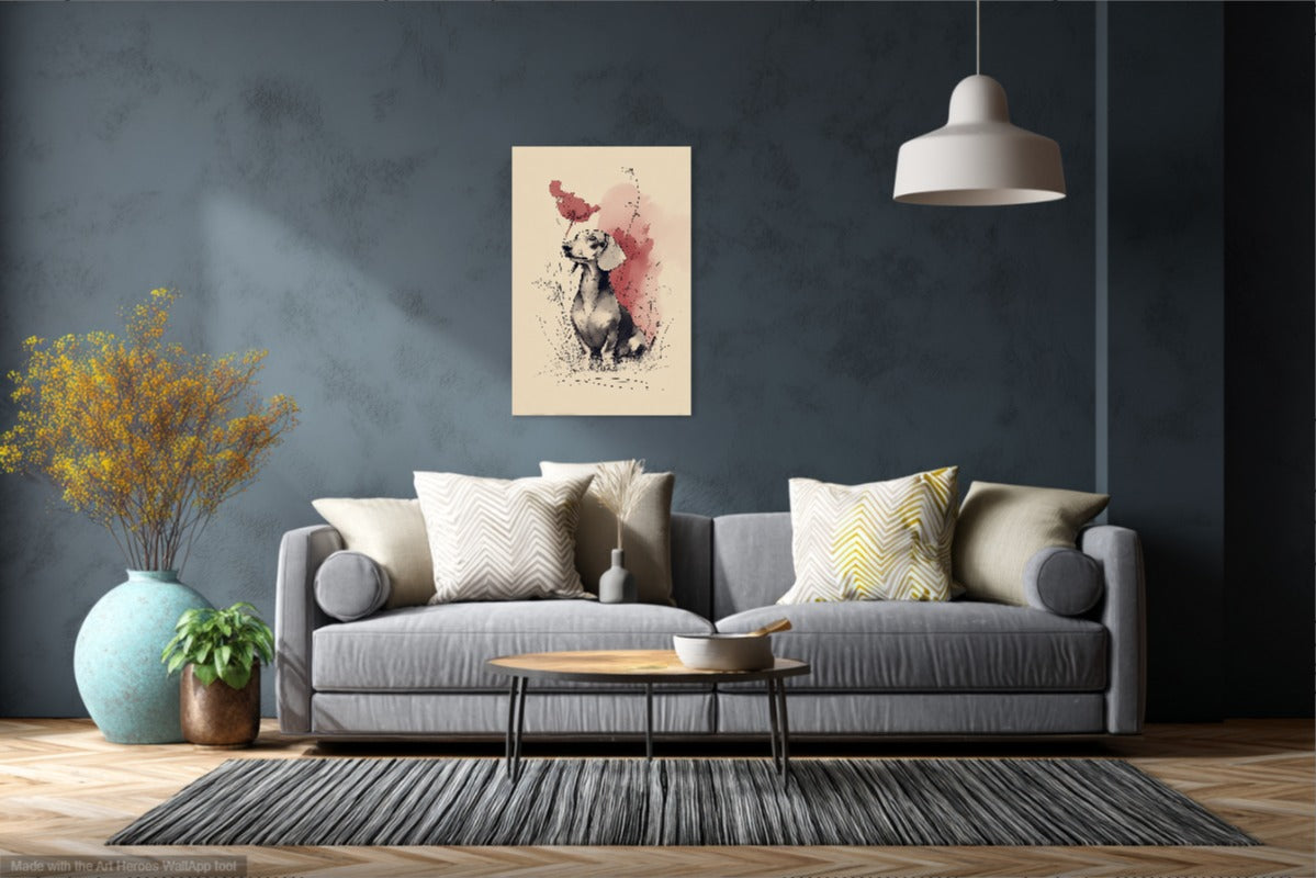 Jamnik wśród Maku – Artystyczna Ilustracja z Psem