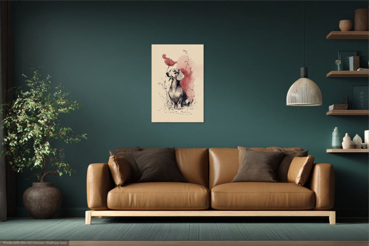 Jamnik wśród Maku – Artystyczna Ilustracja z Psem