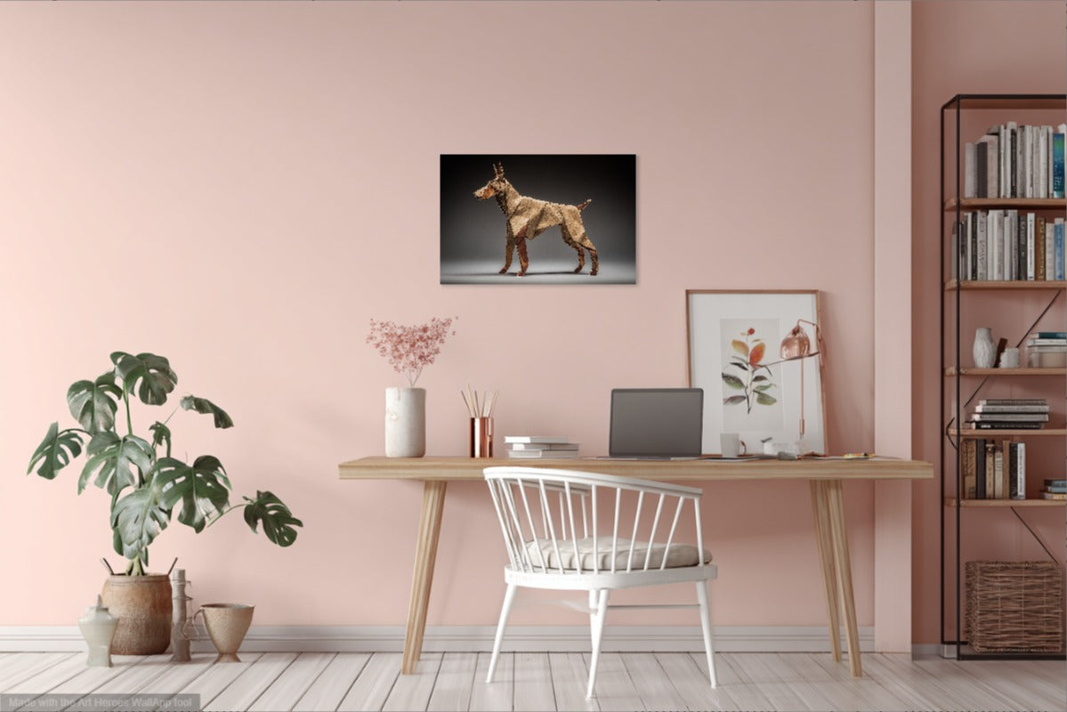 Doberman w Stylu Origami – Designerski Obraz do Wnętrz
