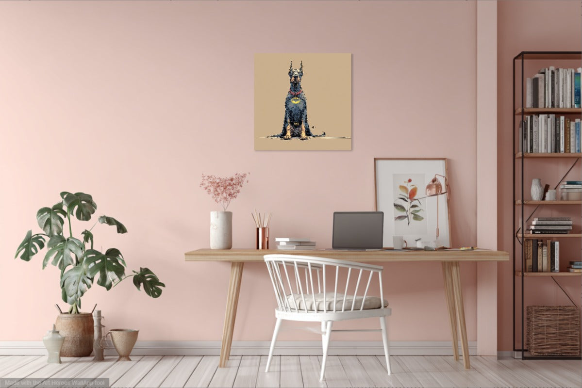 Doberman jako Batman – Obraz Ilustracja Komiksowa