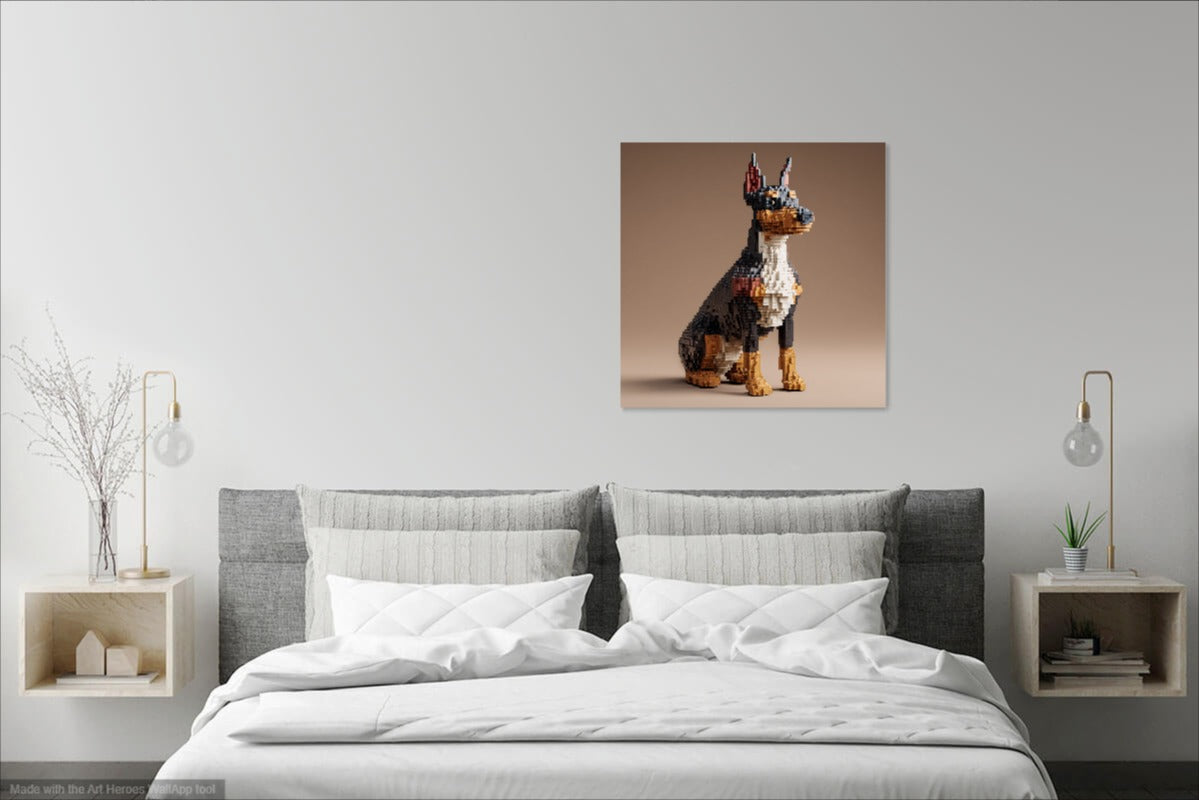Doberman z LEGO – Pikselowa Sztuka na Ścianę