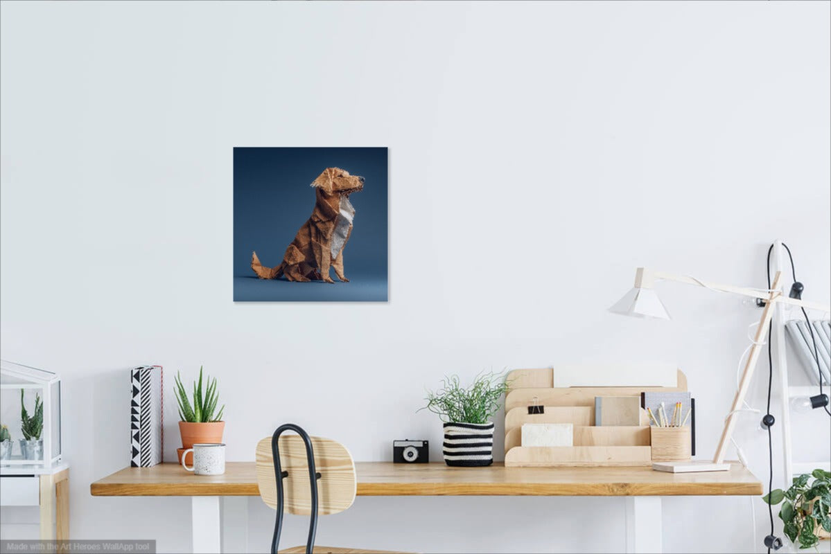 Origami Golden Retriever – Artystyczny Obraz na Ścianę