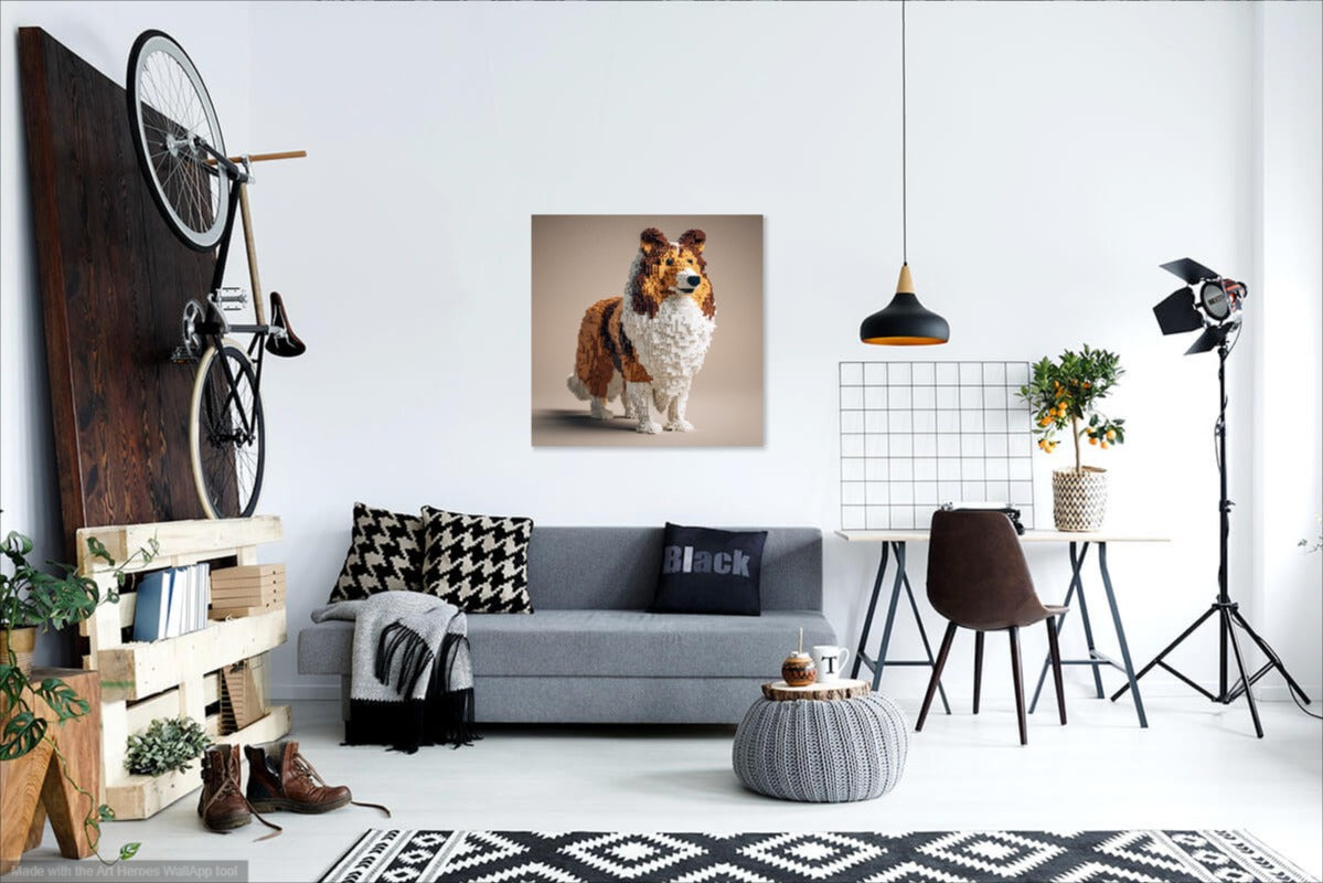 Owczarek Szetlandzki z LEGO – Artystyczny Portret Psa z Klocków