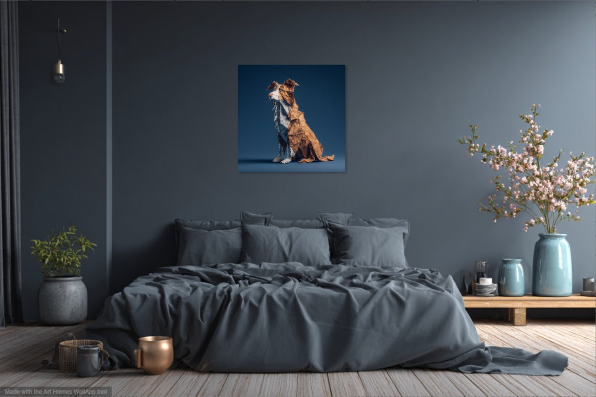Origami Border Collie – Artystyczny Obraz Psa z Papieru