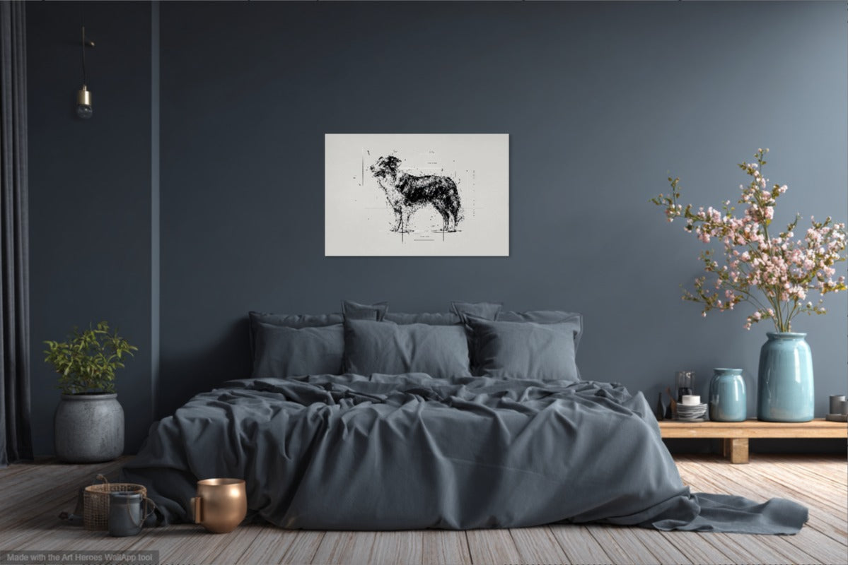 Anatomiczny Szkic Border Collie – Minimalistyczny Obraz Techniczny