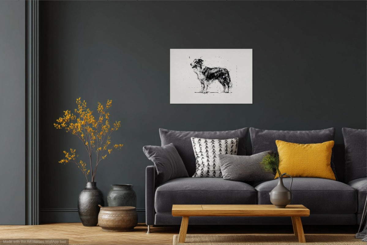 Anatomiczny Szkic Border Collie – Minimalistyczny Obraz Techniczny