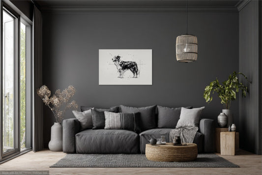 Anatomiczny Szkic Border Collie – Minimalistyczny Obraz Techniczny