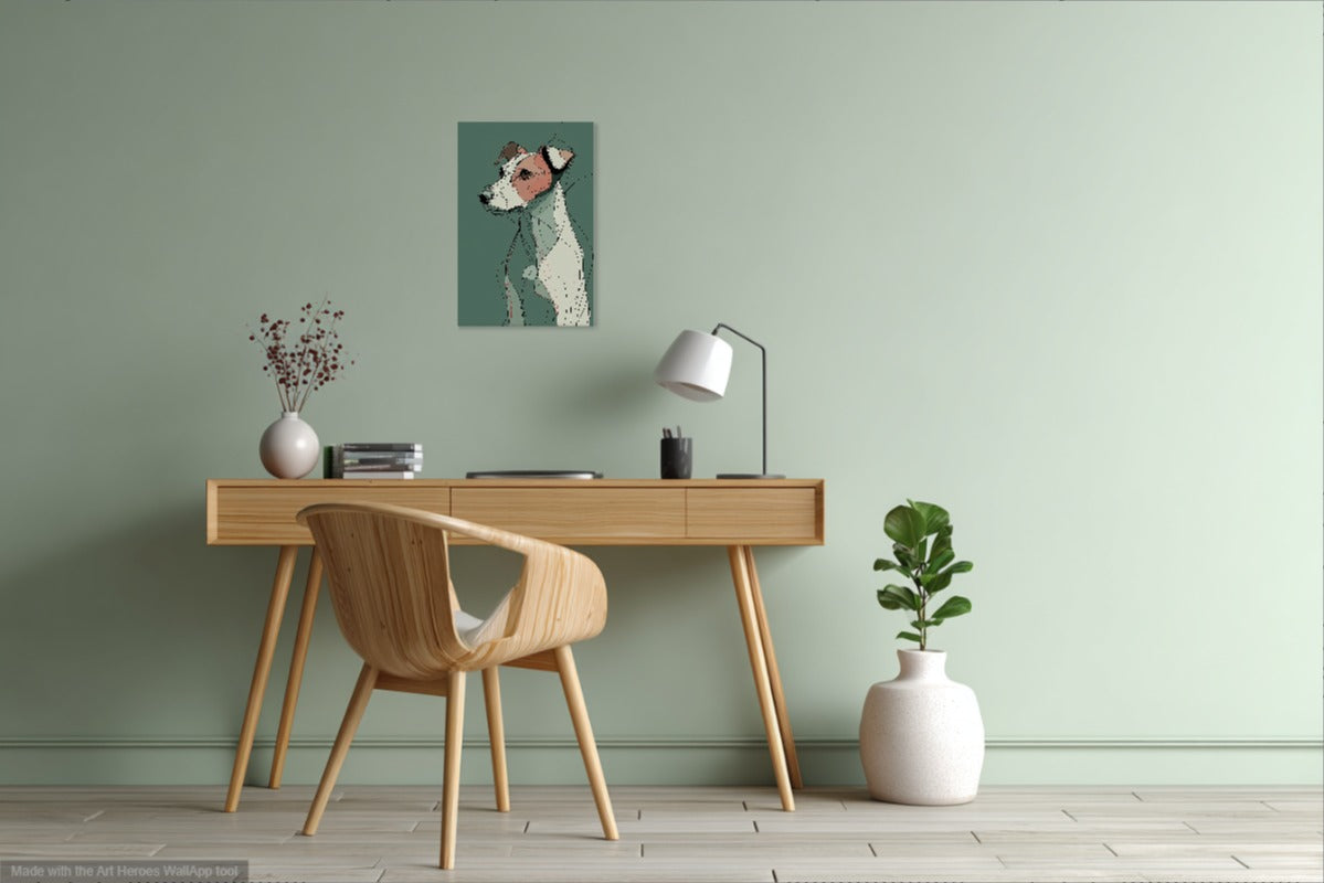 Jack Russell Terrier – Artystyczny Line Art Na Zielonym Tle