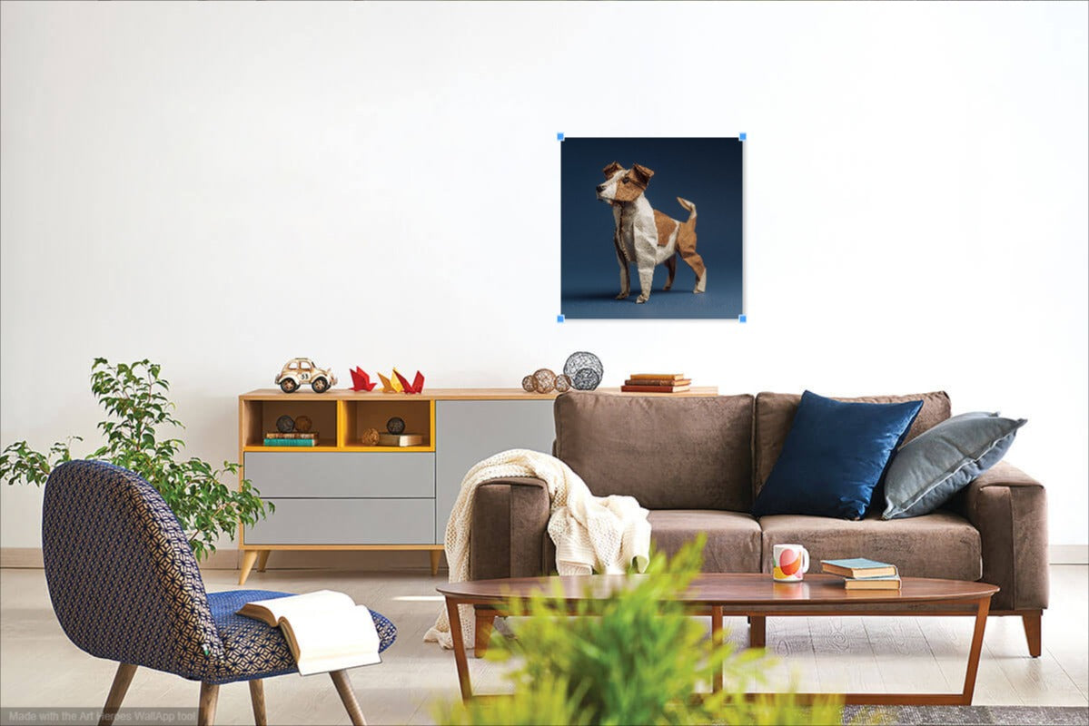 Obraz Jack Russell Terrier w Stylu Origami na Niebieskim Tle