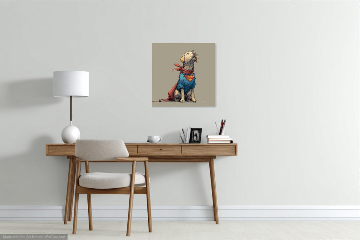 Labrador Jako Superman – Ilustracja Pełna Humoru i Energii