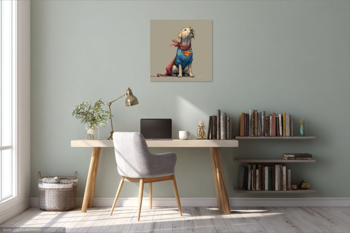 Labrador Jako Superman – Ilustracja Pełna Humoru i Energii