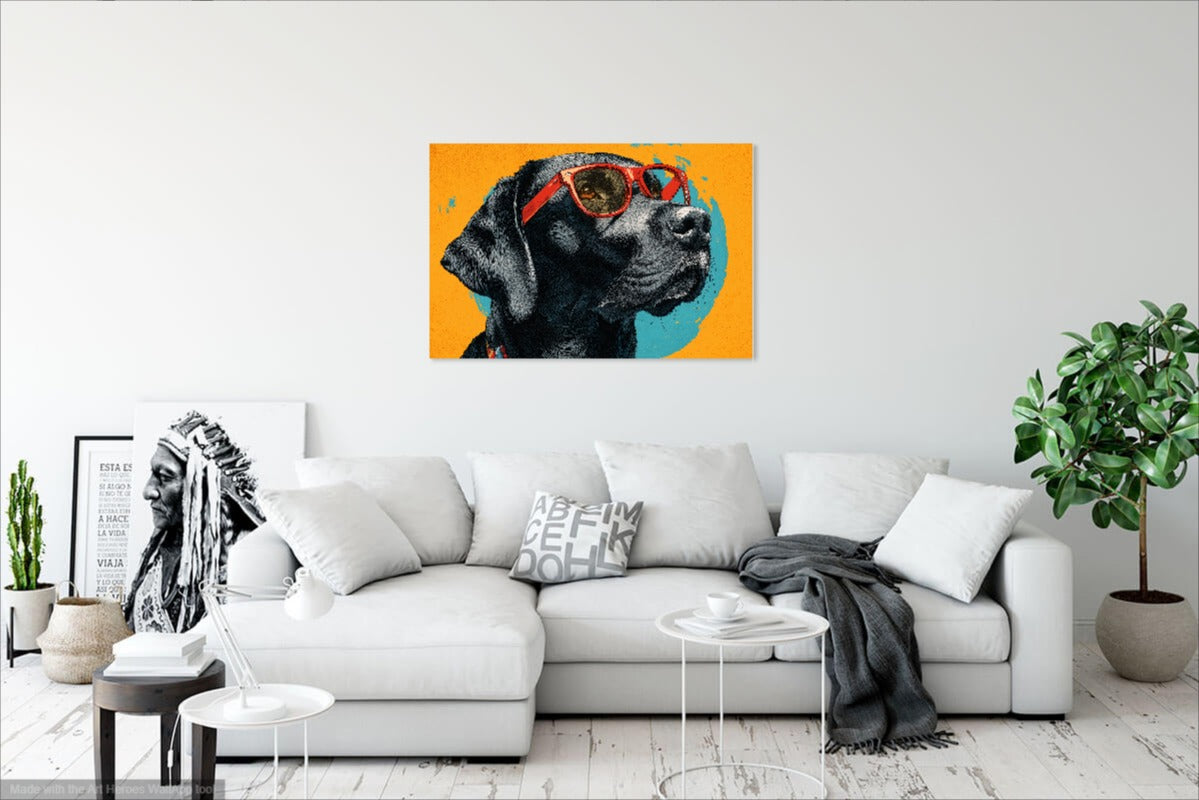 Stylowy Labrador w Okularach – Obraz Retro Do Pokoju