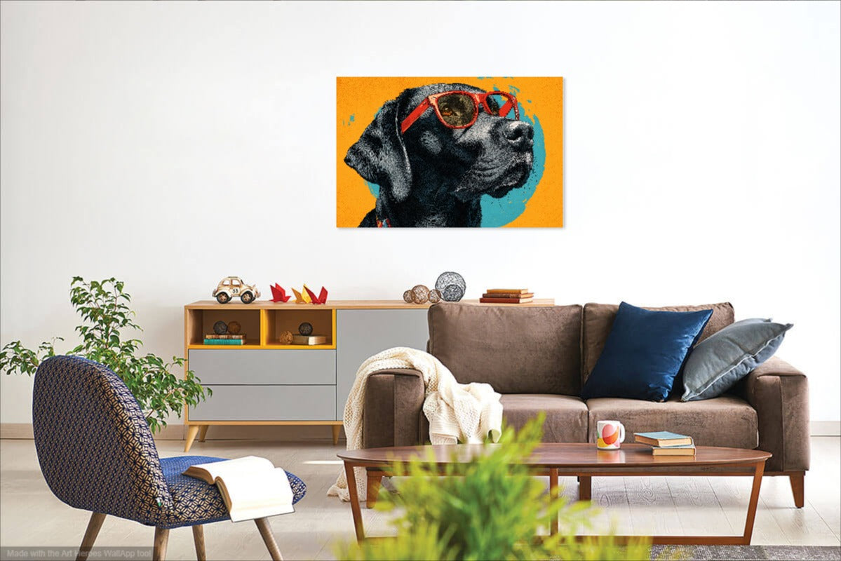 Stylowy Labrador w Okularach – Obraz Retro Do Pokoju