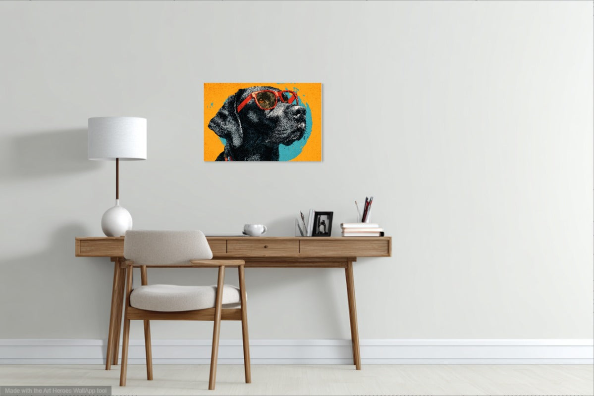Stylowy Labrador w Okularach – Obraz Retro Do Pokoju