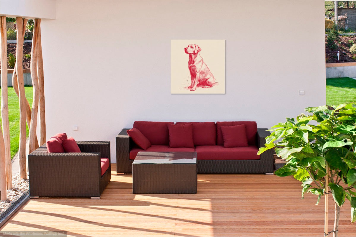 Czerwony Szkic Labradora – Nowoczesna Grafika Liniowa