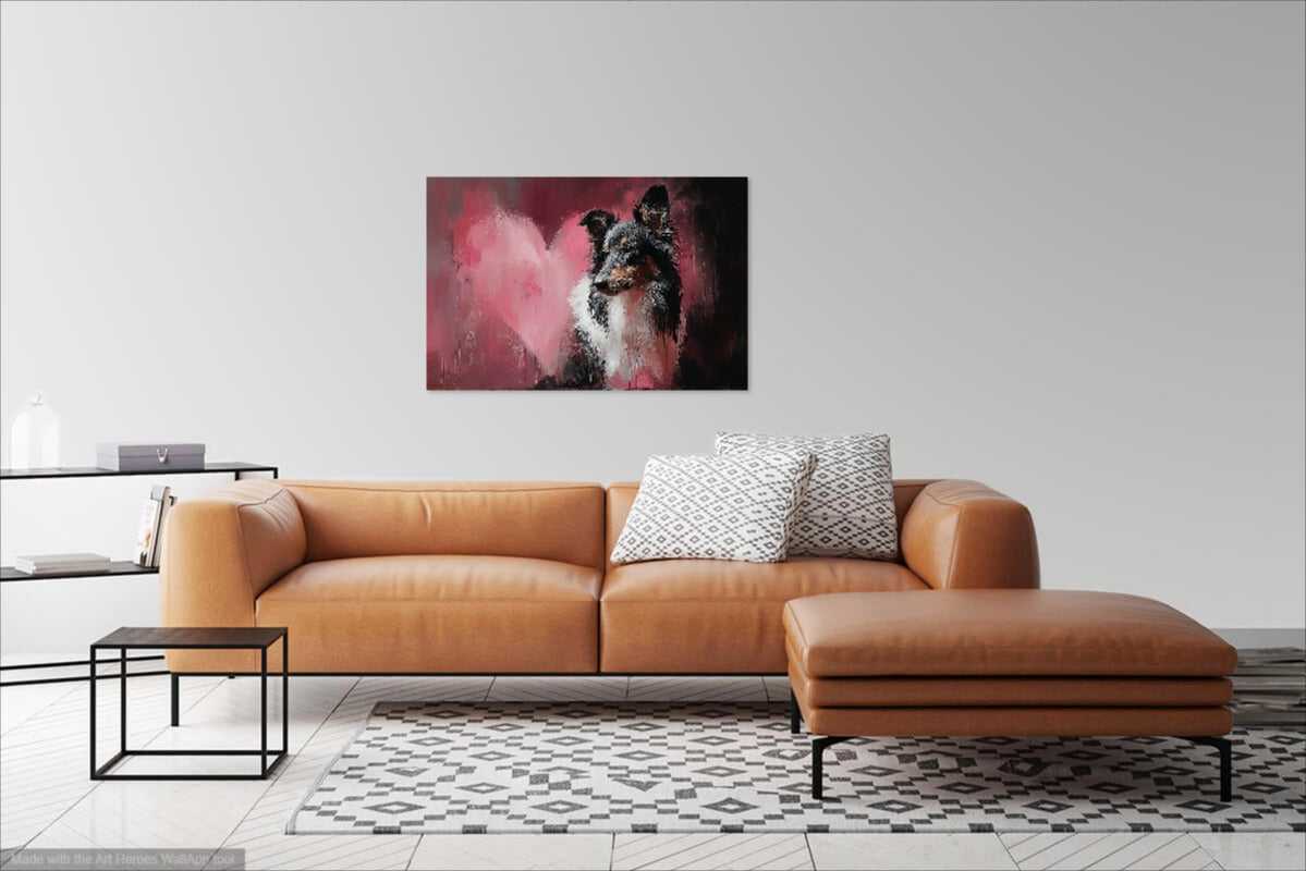 Owczarek Szetlandzki z Sercem – Obraz w Stylu Banksy’ego
