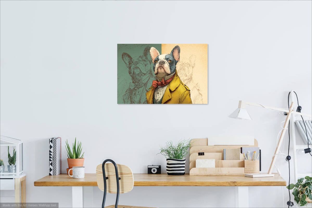 Arystokratyczny Buldog Francuski – Humorystyczna Ilustracja Retro