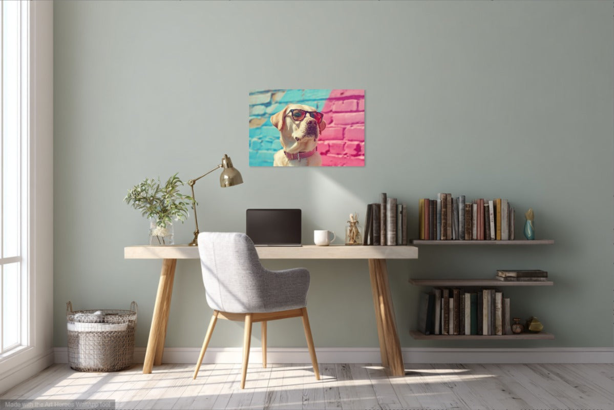 Retro Labrador z Okularami – Popkulturowa Sztuka Na Ścianę