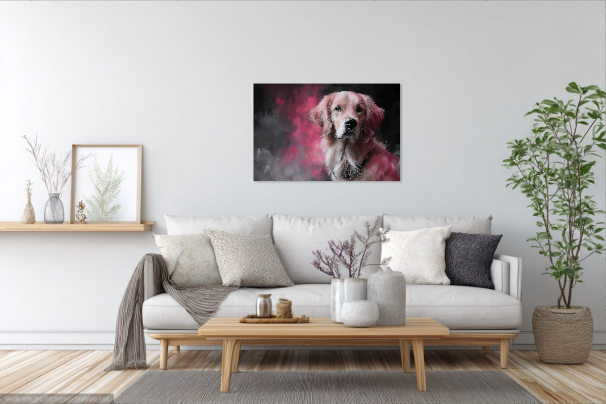 Obraz Golden Retriever – Nowoczesne Malarstwo w Stylu Banksy
